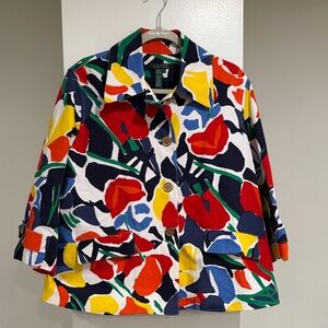 Lauren Ralph Lauren Abstract Print Cropped Jacket – Size 1X.  100% cotton